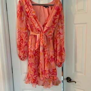 Alex Marie Pink and Orange Floral Long Sleeve Dress